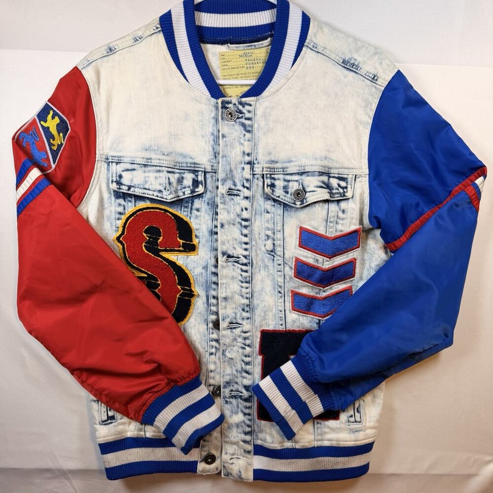 Smoke Rise DNM CO. Varsity Denim Jacket Mens Size Medium